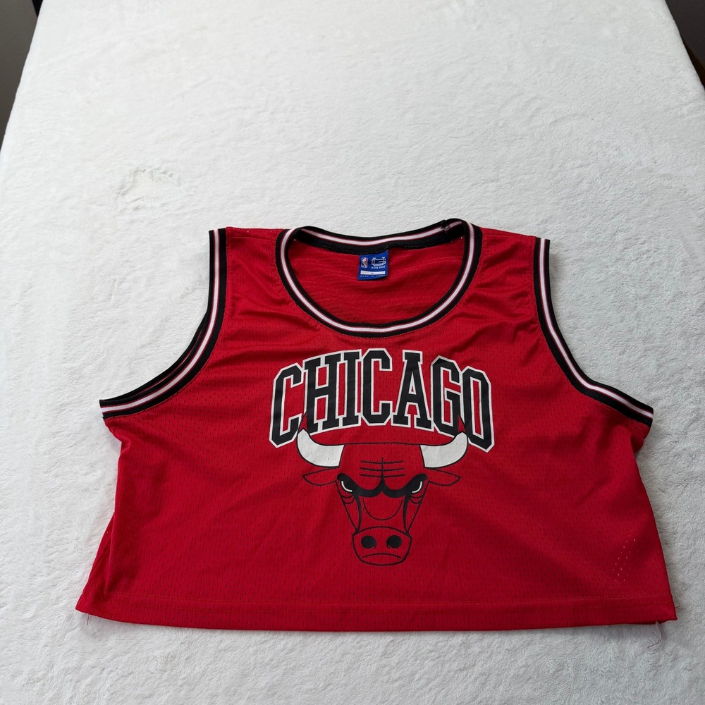 Ultra Game Chicago Bulls Jersey Womens L Red Good Cropped Mesh NBA Basketball